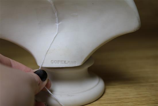 A Copeland Parian ware bust of William Shakespeare (lace collar a.f.), H 20cm and another similar bust